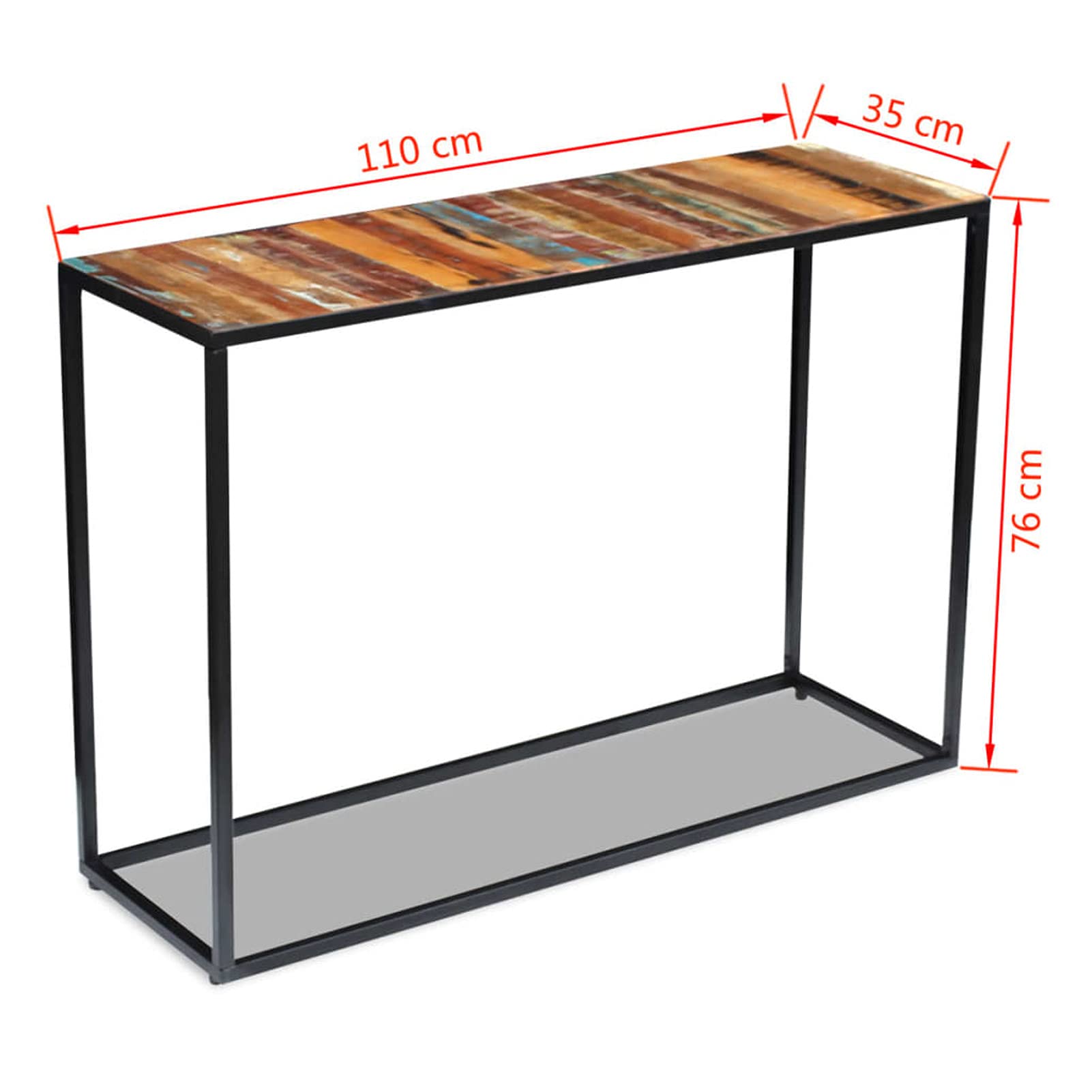 Homgoday Mesa Consola de Madera Maciza reciclada 110x35x76 cm Mesas auxiliares de salón,Mesa Consola Recibidor Mueble de Entrada Estrecha Clásica