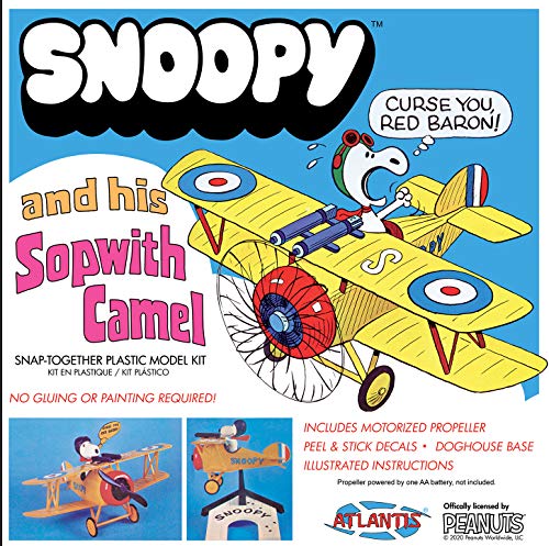  Atlantis Plastic Model Kit-Snoopy And His Sopwith Camel M6779