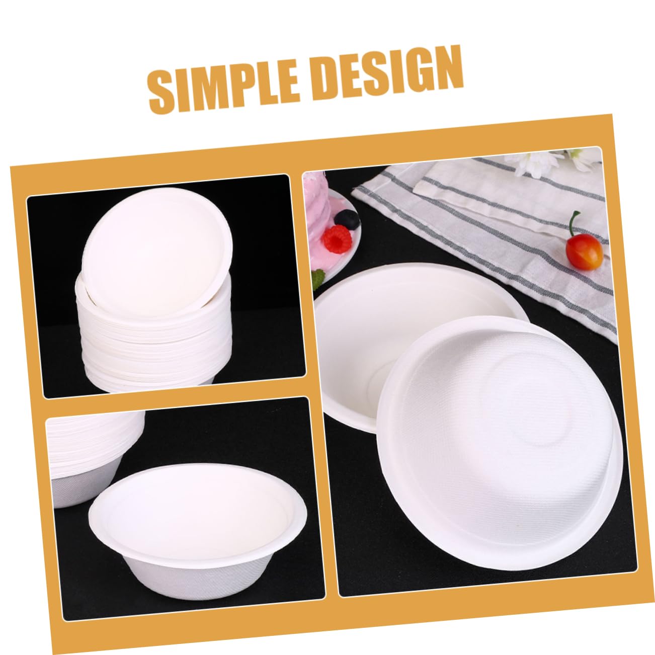 Gogogmee 100pcs Disposable Paper Bowls Soup Bowl Set for Home Supplies Camping Rice Container