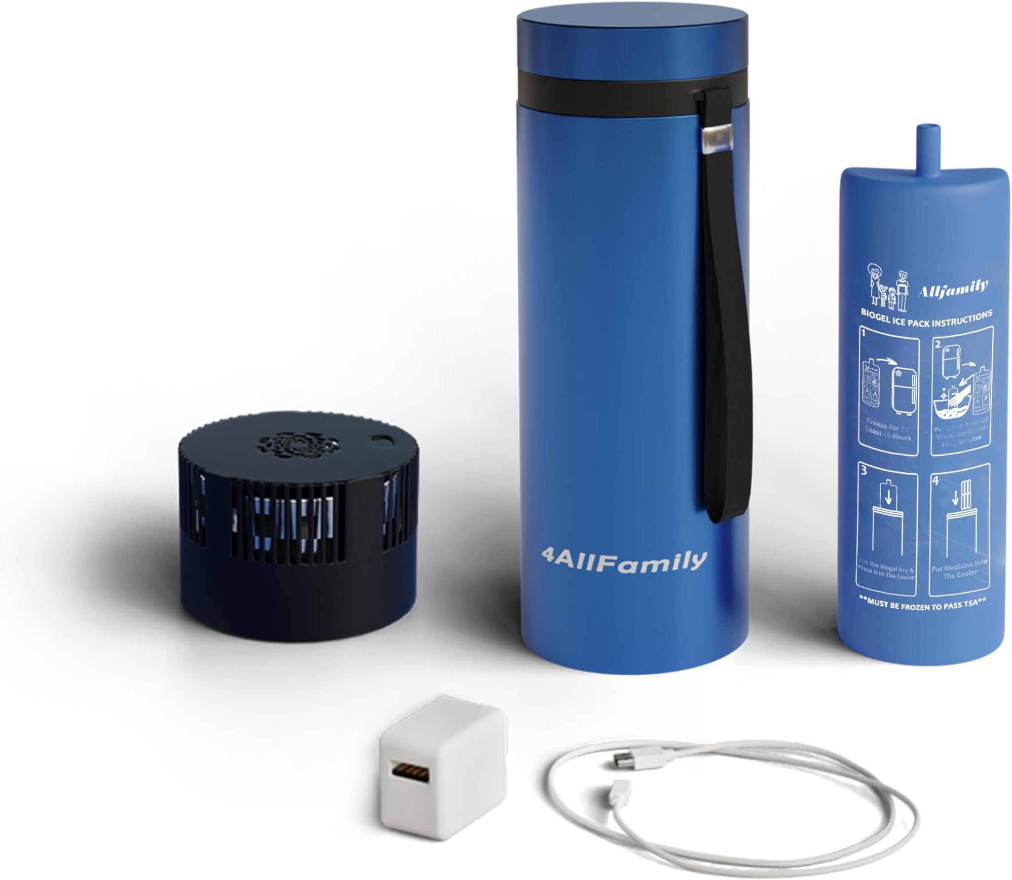 4ALLFAMILY Explorer 72 Hours 7 Pen Medical Insulin Cooler Travel CASE USB Charger + BIOGEL Ideal Diabetic Medicine Portable Insulina Epipen Carrying Bag TSA Approved Medication Diabetes Storage Vial
