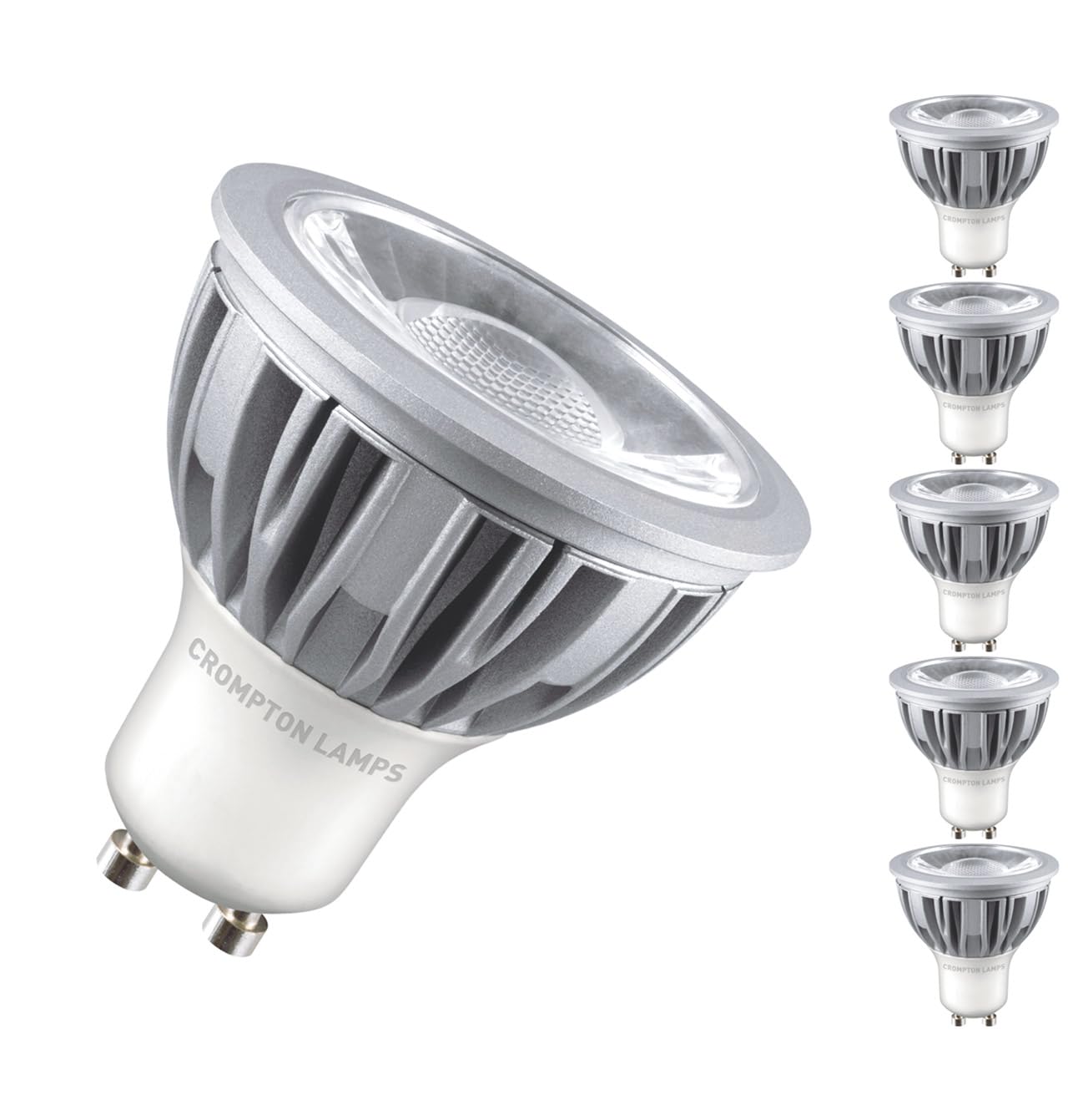 Crompton Lamps LED GU10 Spotlight Bulbs 5W | Dimmable | 5 Pack | Warm White 3000K | Energy Saving Lightbulbs for Ceiling Lights | 520 Lumens | Direct Replacement | GU10 LED Bulb