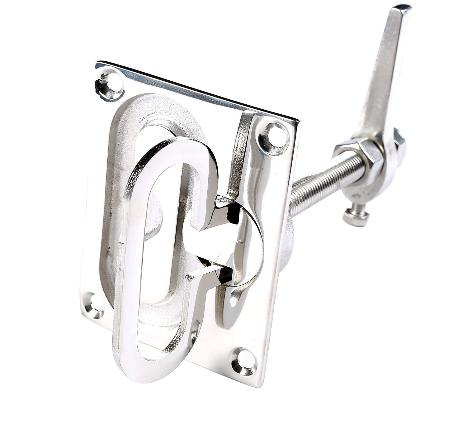 MIZUGIWA Stainless Steel Large Flush Hatch Latch Turning Lock Lift Handle Heavy Duty Marine Grade W/Back Plate Fasteners