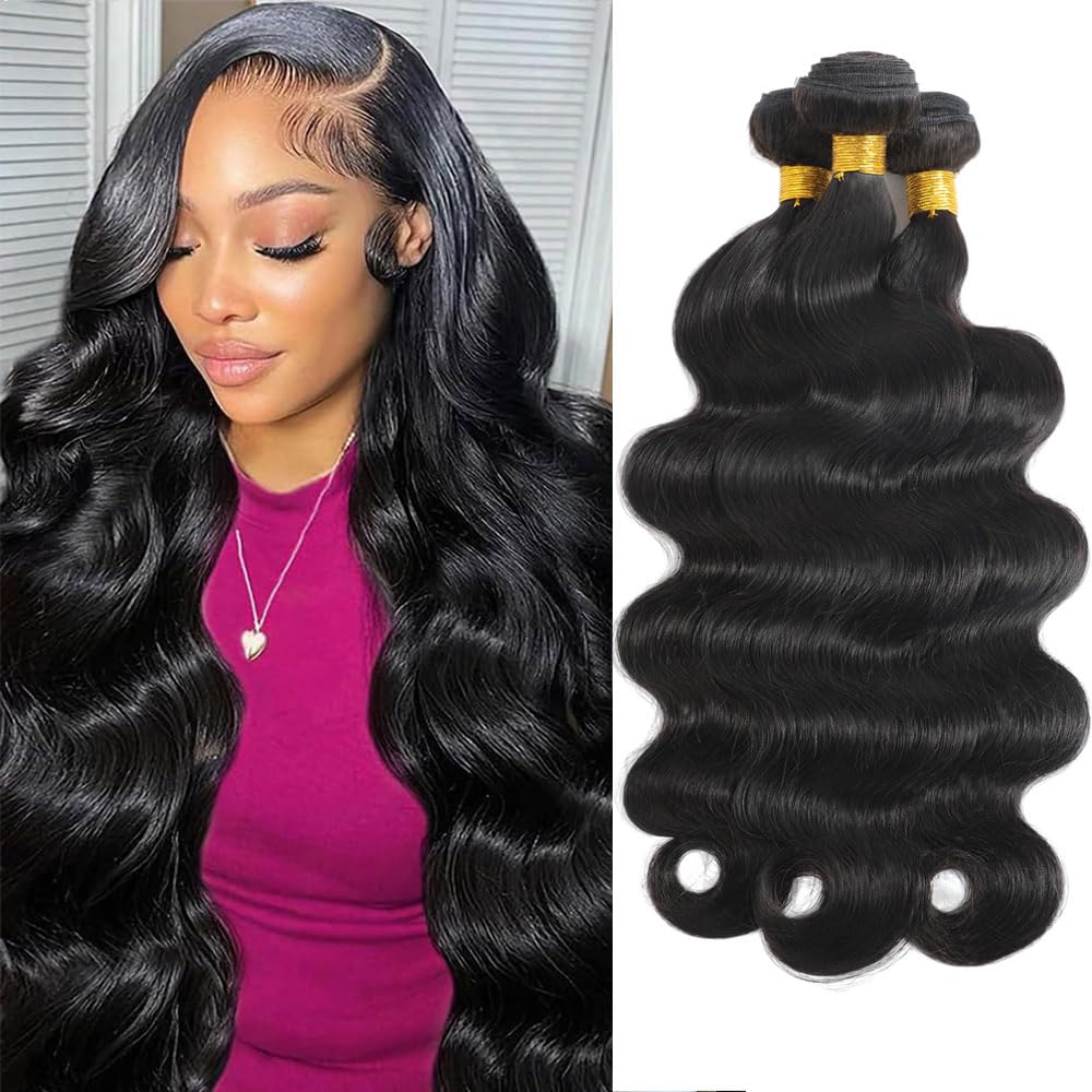 Body Wave Hair 3 Bundles Brazilian Remy Virgin Human Hair Weave Bundles 12A 100% Unprocessed Body Wave Human Hair Extensions Natural Color 16 18 20