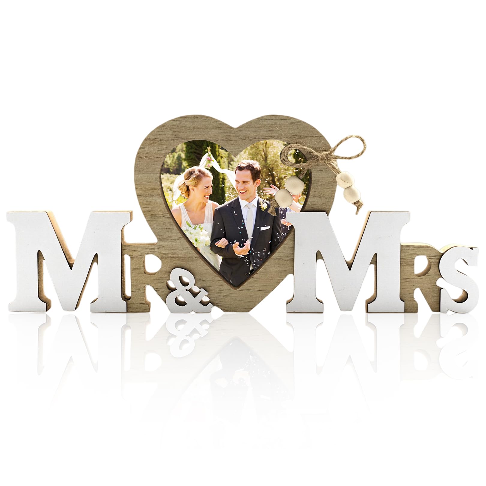 Mr&Mrs Picture Frames Wooden Mr and Mrs Wedding Gifts for Bride and Groom