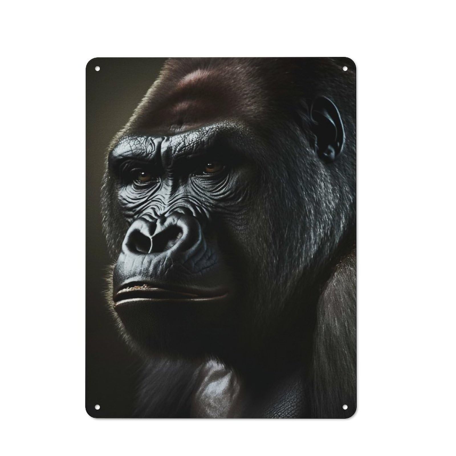 Junmoney Style Metal Plaque 40X30cm With Black Gorillas For Hallway Wall, Rustic Decor, A Metal Wall Feature For Hallways And Entrance Areas