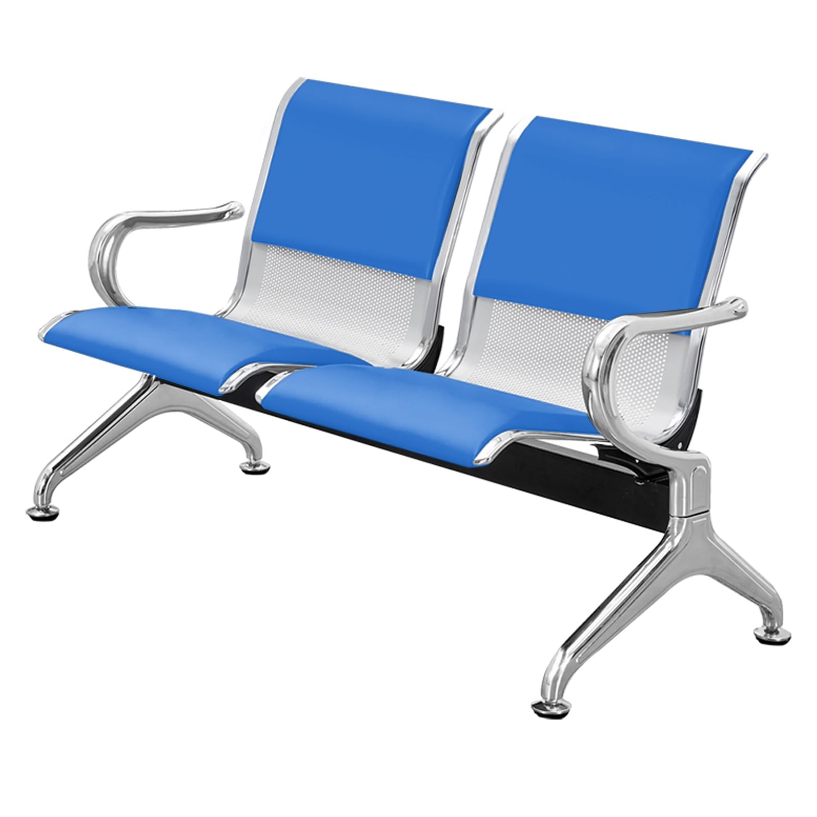 ASerZenith Waiting Room Bench - Modern 2-Seater Furniture With Armrests And Backrests For Reception, Salon, Airport, And Bank Areas,Bleu