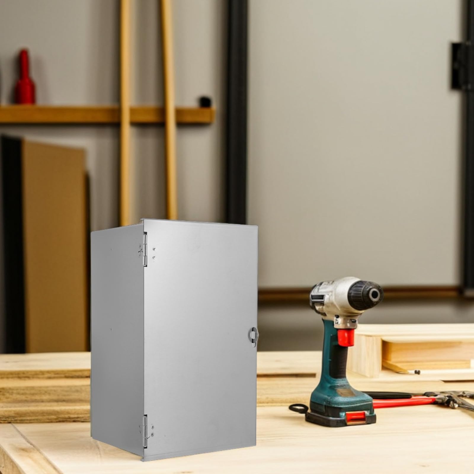 Healeved Caja de Corriente Eléctrica para Exteriores Diseño Único de Sellado y Cerradura, Acero Inoxidable Resistente para Uso en Exteriores y Fábricas
