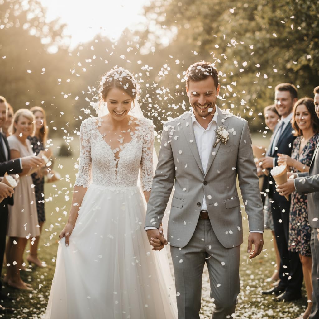 Vrai Pétales d'Hortensia Séchés Blanc - Confettis de Mariage Biodégradables Naturels Fleurs séchées blanches pour Lancer de Pétales et Décoration Bohème Champêtre - 1L France (Blanc)