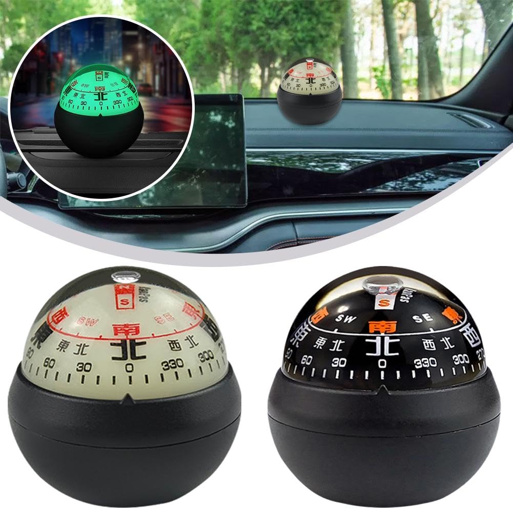 Car Dashboard Ball Vehicle Ball with Double Dials Dash Mount Adjustible Auto Interior Accessories for Navigation Hiking Direction — view 3