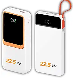 Carregador Portátil (Power Bank) 20000Mah Turbo 22.5w Carregamento Ultra Rápido PD Visor Led com 2 Saídas Compatível com Android e IOS (Branco)