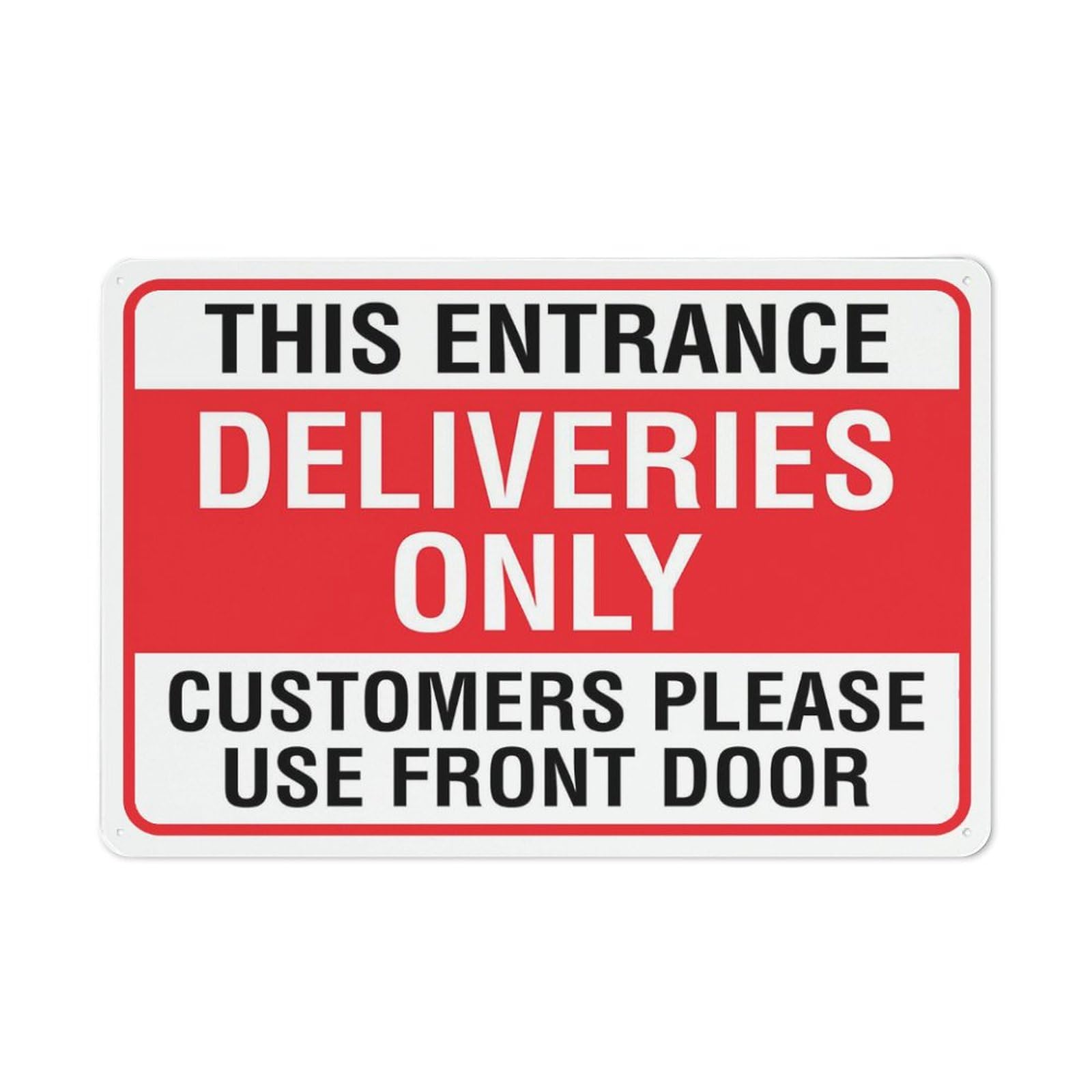 This Entrance - Deliveries Only Sign, 8x12 Inch Outdoor Metal Sign for Business, Workplace, Office, Home, Garden