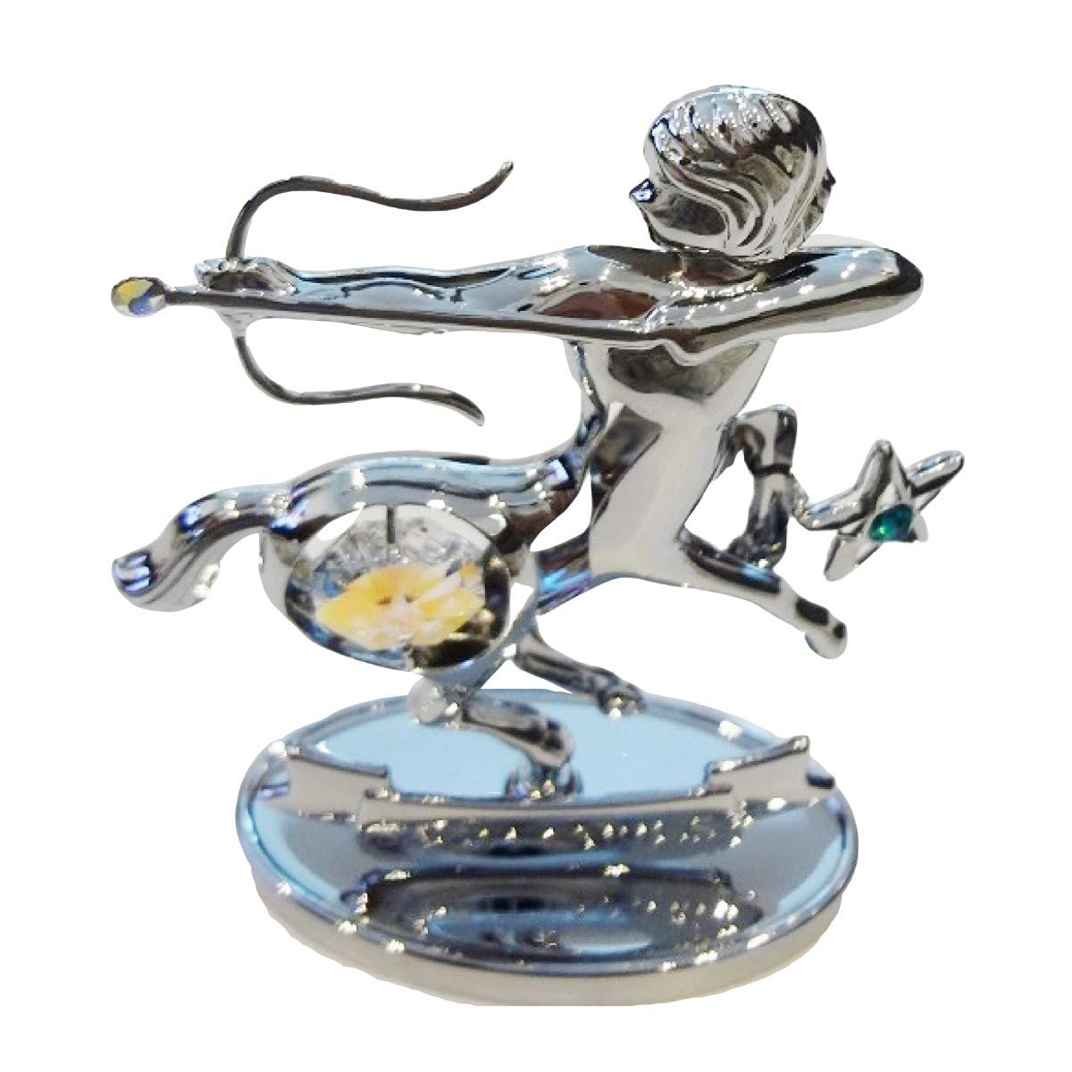 Crystocraft Aurora Borealis Zodiac Sign Crystal Ornament With Swarovski Elements Gift Boxed Crystals Silver Chrome Plated Perfect Keepsake Collectors Gift Figurine Home Decor Astrology (Sagittarius)