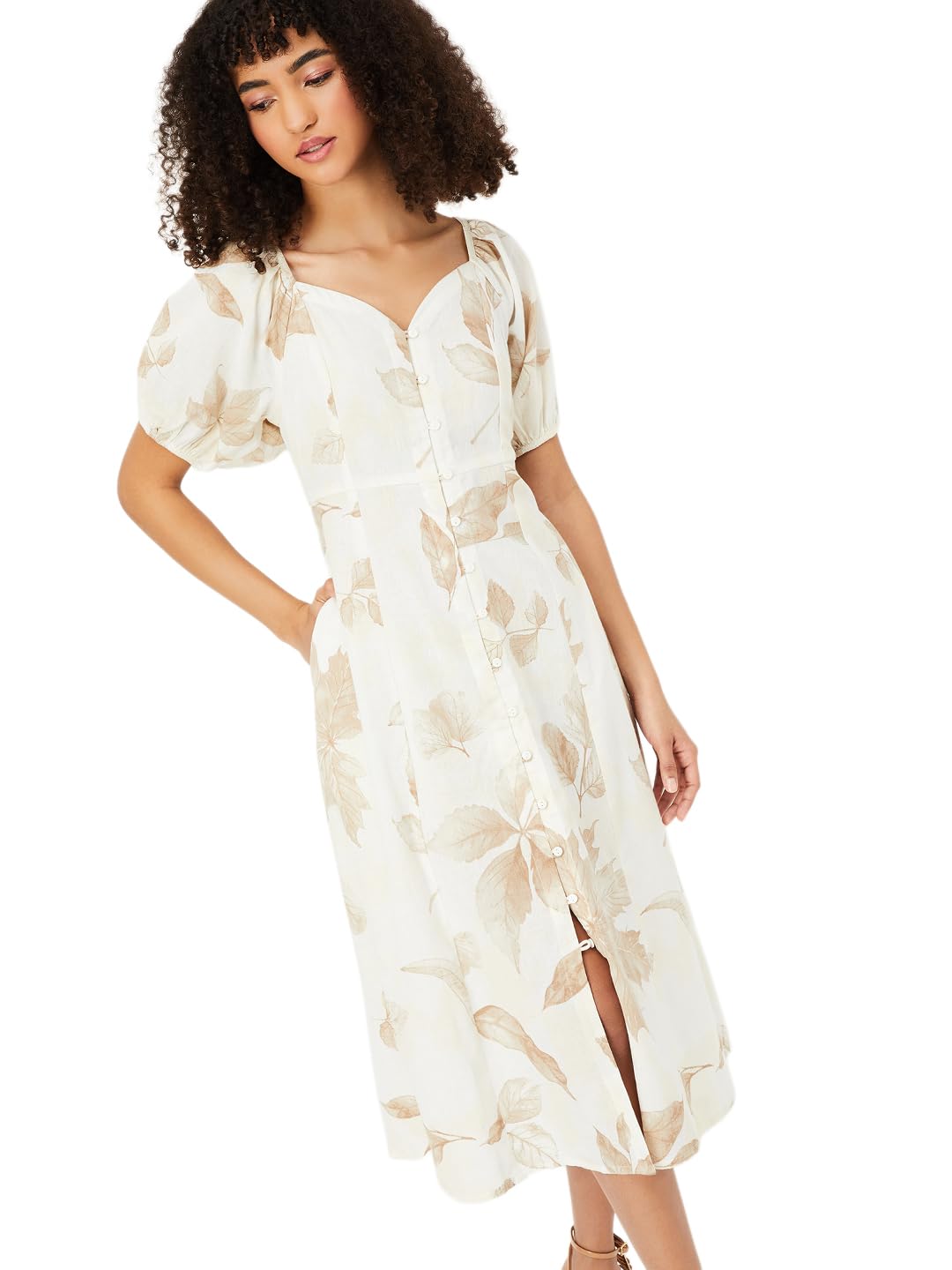 Max Women’s Half Sleeves Spread Collar Cotton Printed A-line Dress Max Women’s Half Sleeves Spread Collar Cotton Printed A-line Dress