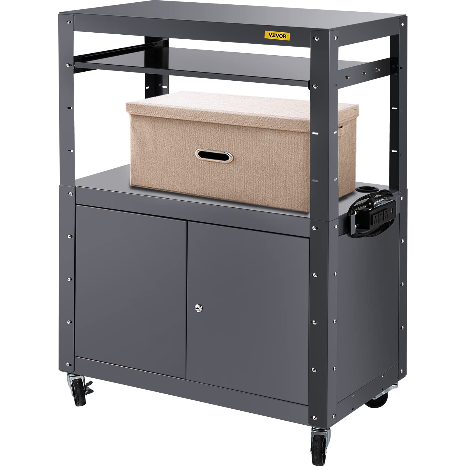 Buy VEVOR AV Cart, 2741" Height Media Cart with Power Strip, 33 x 18" Presentation Cart with