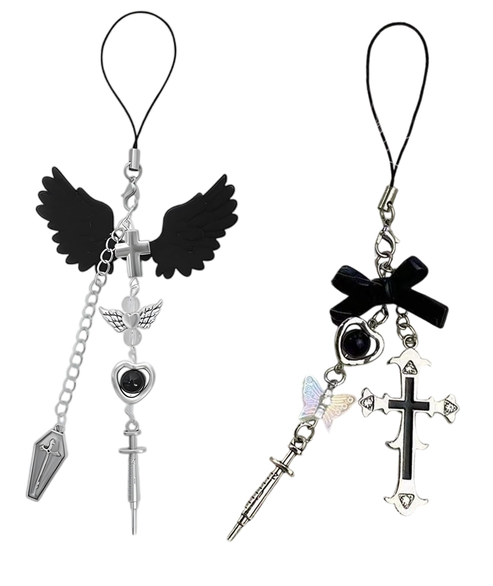 Gothic Cross Vintage Y2K Phone Charm Aesthetic Heart Wing Butterfly Accessories Lanyard String for Bag Purse Backpack Wallet Airpods Pendants Decor-image-21