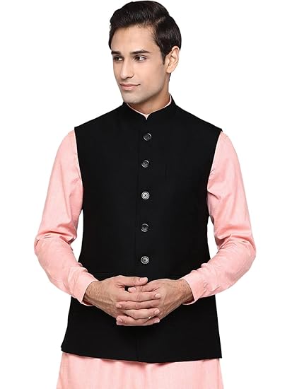 Men's Pure Wool Export-Quality Indian Traditional Nehru Jacket/Woolen Jacket For Men (VS4411_Black_44)