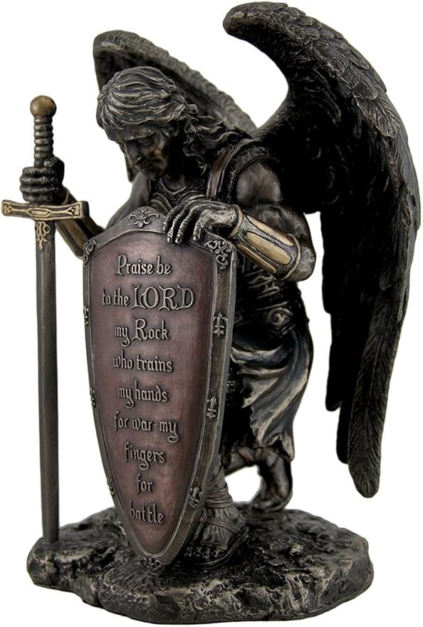 Estatua de resina Veronese Ángel Guerrero Arrodillado Marrón 15x20x11 cm miniatura 3