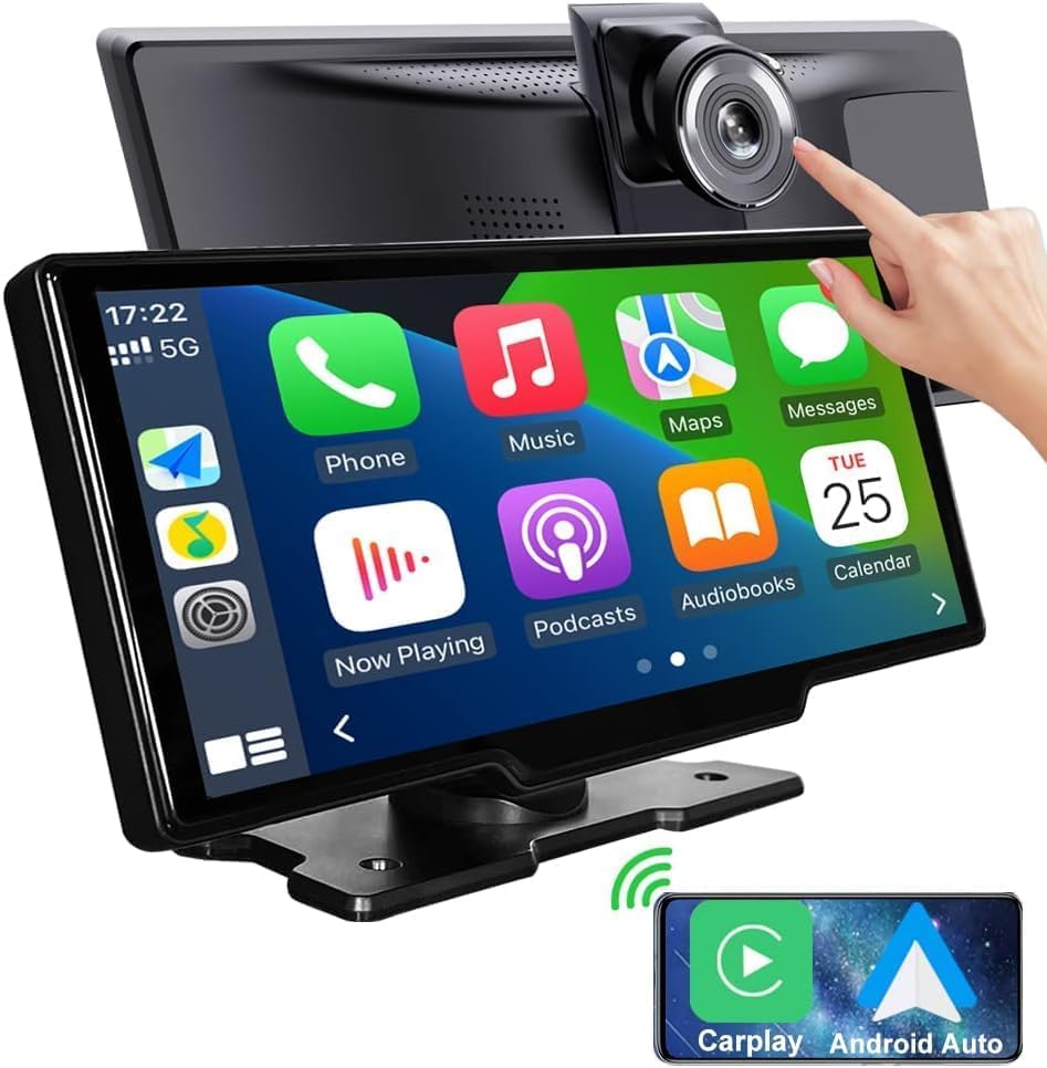 Buy 9.3" Portable Car Radio with 4k Dashcam, Wireless Dash Apple