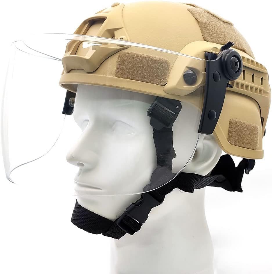 Tactical ACH Airsoft Helmet with Full Face Clear Visor Protective Guard MICH 2000 Mode for Paintball Outdoor CS Wargame
