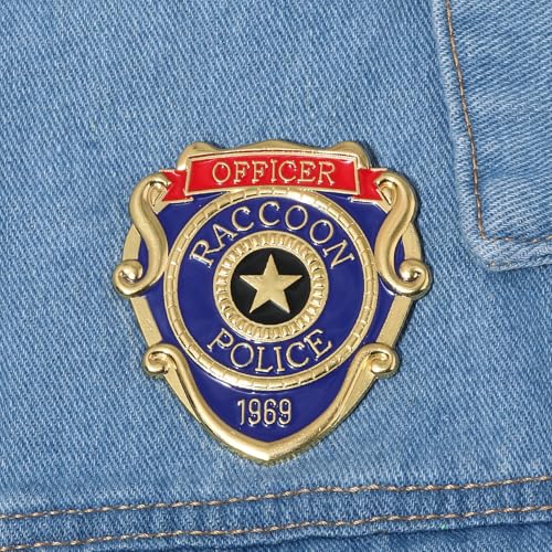 Image of Raccoon Police Metal Badge Pin Costume Merch for Resident Leon Cosplay - Halloween Costume Party Prop Accessories Women Men Jewelry Gift