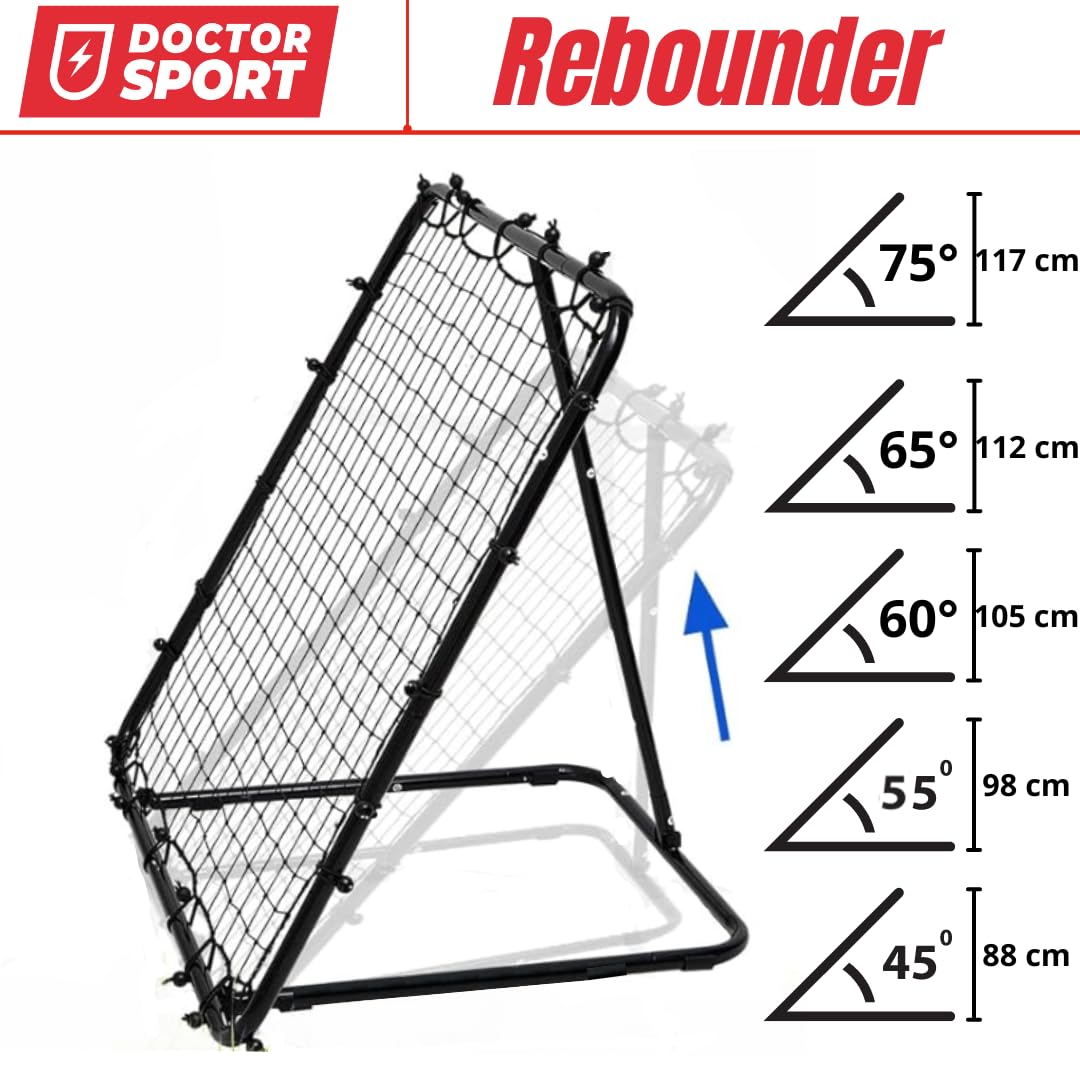 Dr. Sport Rebounder para fútbol, 120 x 120 cm, ajustable y plegable, reboteador para voleibol, balonmano y baloncesto, deportes