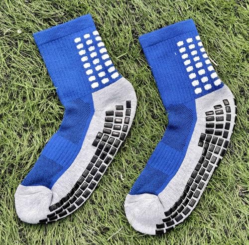 Grip Socks Soccer Athletic Crew Socks for Men, Women and Youth | Moisture Wicking, Cushioned, Non Slip | 2 Pairs2