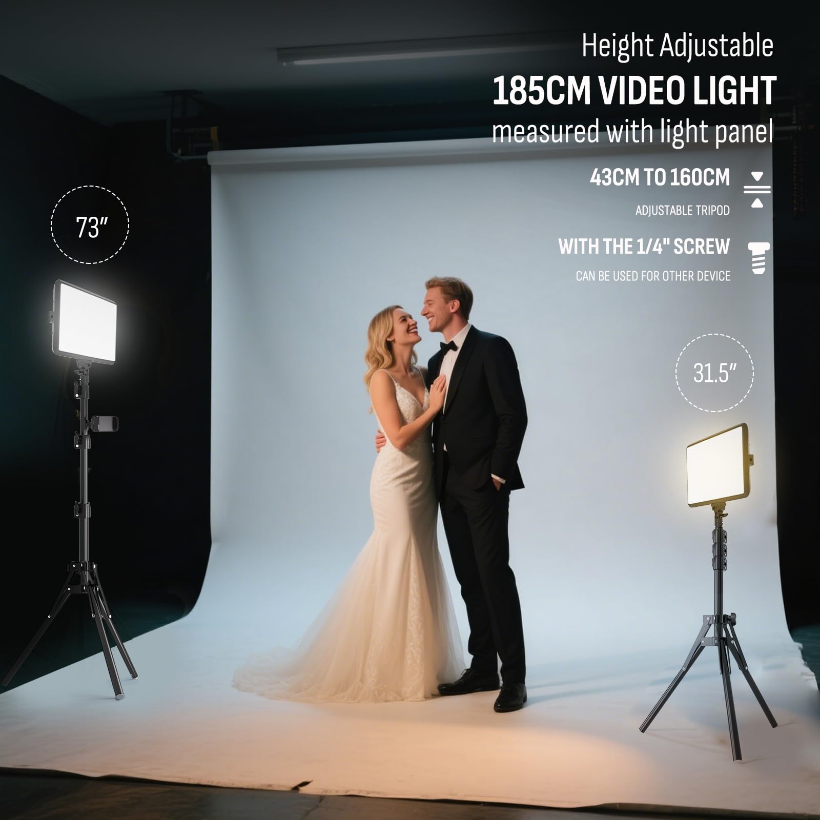 Niceveedi, kit di illuminazione per fotografia, 25 x 20 cm, luce LED per studio video, luce dimmerabile da 15 W, per registrazione video, streaming selfie e ritratti interni, luce con treppiede