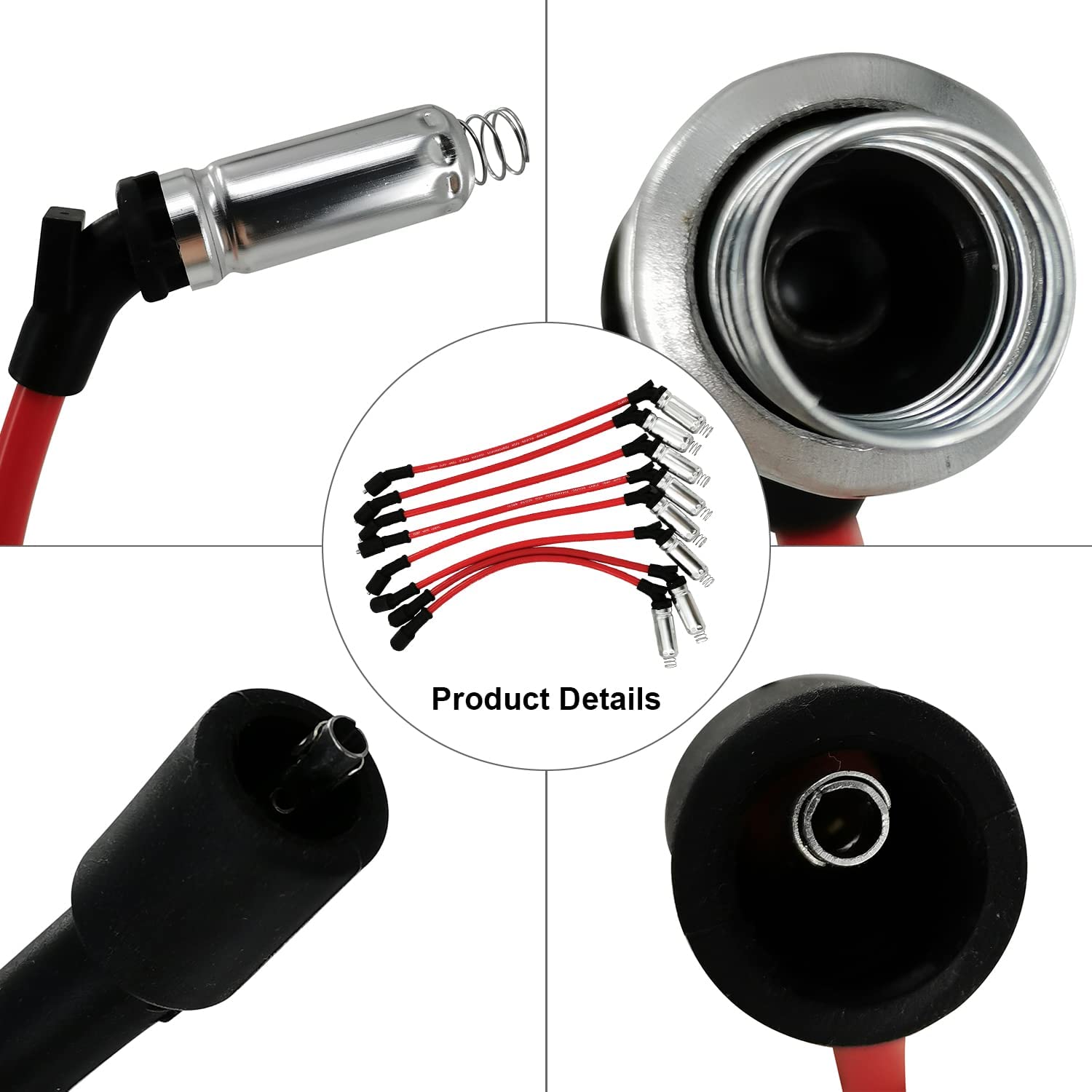 8Pcs 48322 Spark Plugs Wires + 8Pcs 41962 Spark Plugs Set, for