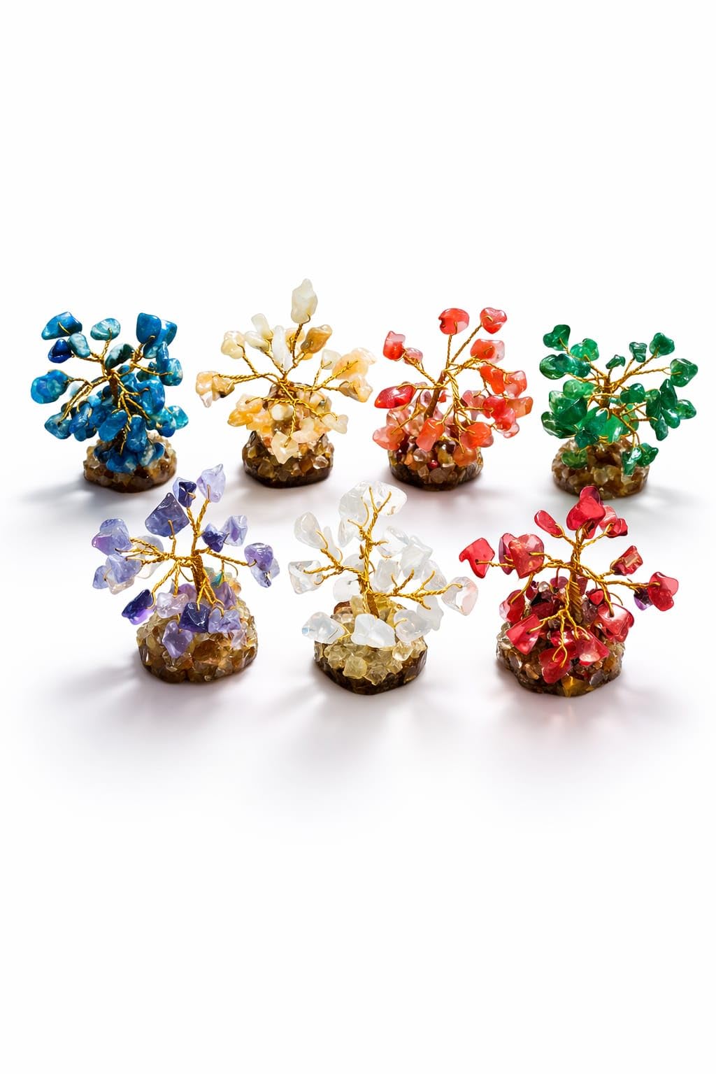 Seven Chakra Mini Crystal Tree | 7 Chakra Healing Stones Bonsai | Positive Energy, Reiki, Meditation & Feng Shui Home Décor