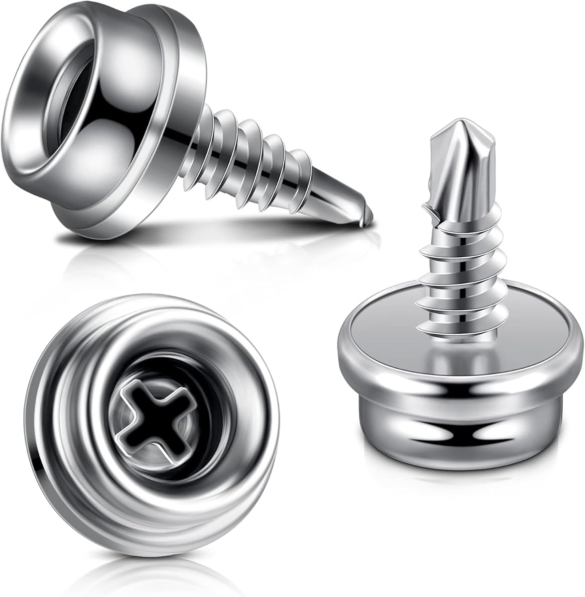 24 Pcs Boat Cover Snaps Stainless Steel 3/8 Inch Socket Stud | Snaps with Screws, Marine Button Fasteners, Screw-in Hardware, Corrosion Resistant for Covers Tarps Bimini Tops
