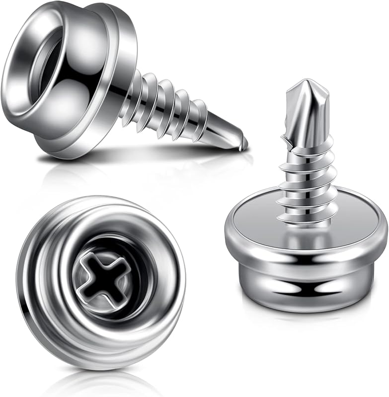 50 Pcs Boat Cover Snaps Stainless Steel 3/8 Inch Socket Stud | Snaps with Screws, Marine Button Fasteners, Screw-in Hardware, Corrosion Resistant for Covers Tarps Bimini Tops