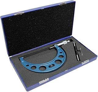 MH GLOBAL 5-6 Inch Outside Micrometer .0001 Inch Graduation Baked Enamel Finished Frame with Plastic Case