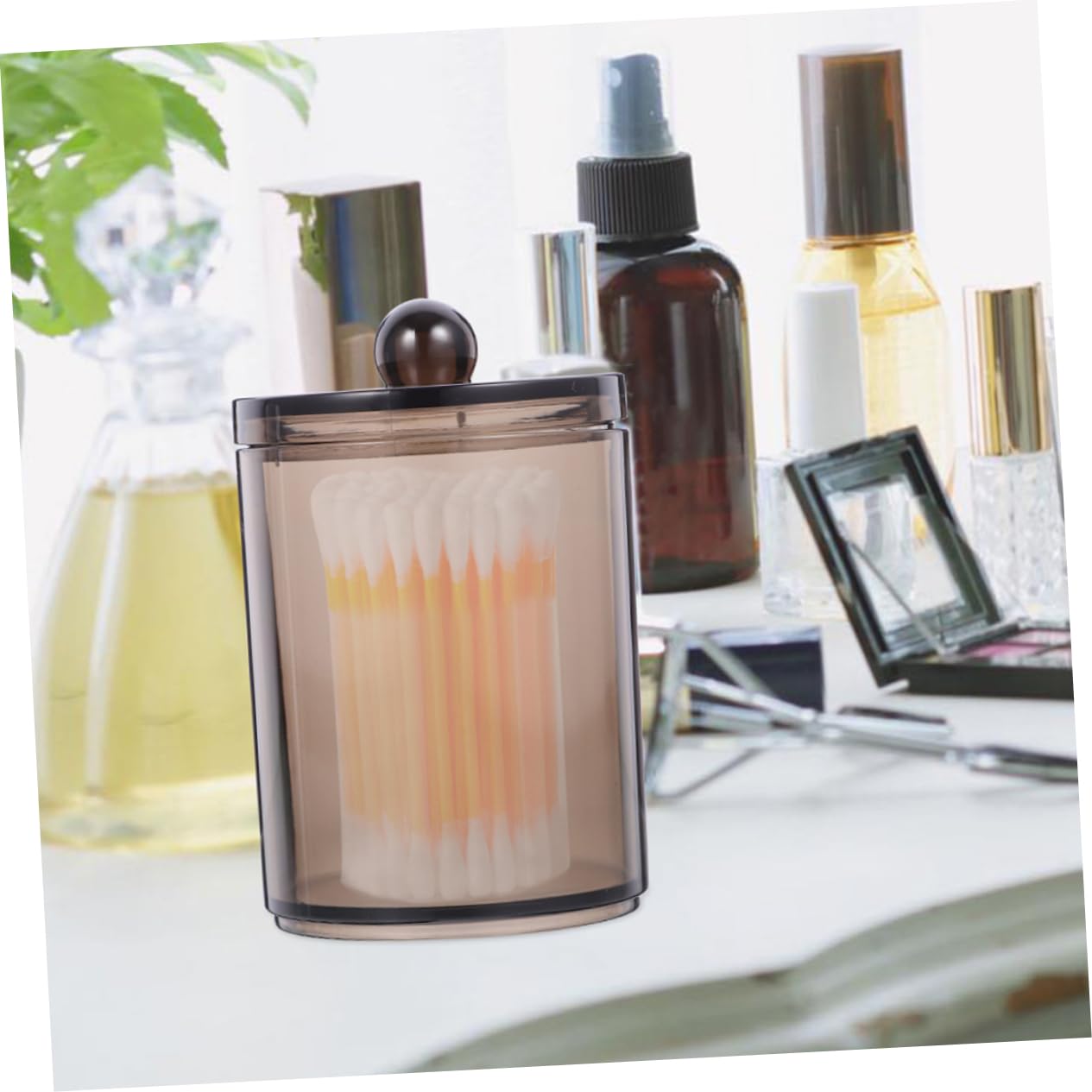 9stücke Teiliges Baumwattestäbchen Schwarzer Transparenter Aufbewahrungsbehälter Mit Deckel Für Bad Schlafzimmer Und Kosmetik Für Wattepads Zahnstocher Und Kleine Accessoires