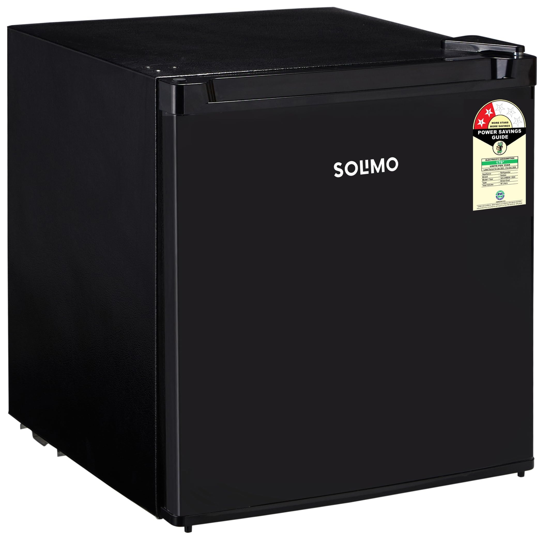 Amazon Brand - Solimo Mini Fridge with Direct Cooling Technology | Ideal for Home, Office, Dorm Room | Personal Minibar | Compact Size | Black (45 Liters)