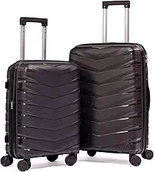 Kit Mala De Viagem 23Kg E 10Kg Expansível Polipropileno Tamanho Conjunto Pequena Bordo Medidas Anac E Media Para Despachar 8 Rodas 360 Rígida Resistente Leve (2-Peças (P/M))