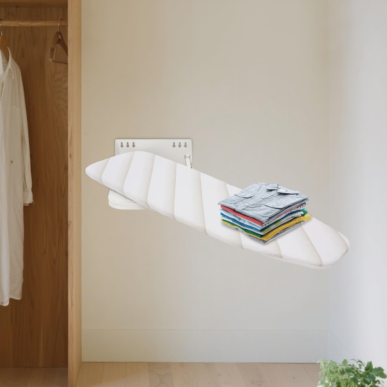 Wandbügelbrett Klappbar, Bügelbrett mit Hitzebeständigkeit bis 220°C | Belüftungslöcher für bessere Luftzirkulation, Belastung 10-15 kg, Platzsparende Design, für Zuhause & kleine Wohnung