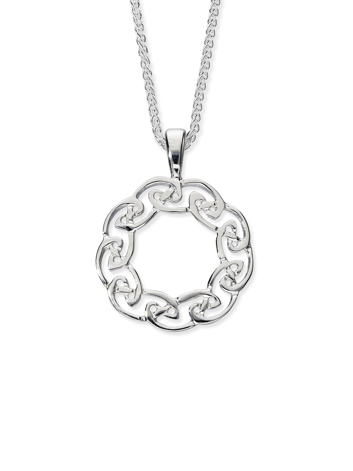 ORTAK 925 Sterling Silver Handmade Pendant Necklace | Lightweight Round Celtic Circlet | Knots Artwork Inspired | High Polished | Celtic Fine Jewellery | Made In Scotland