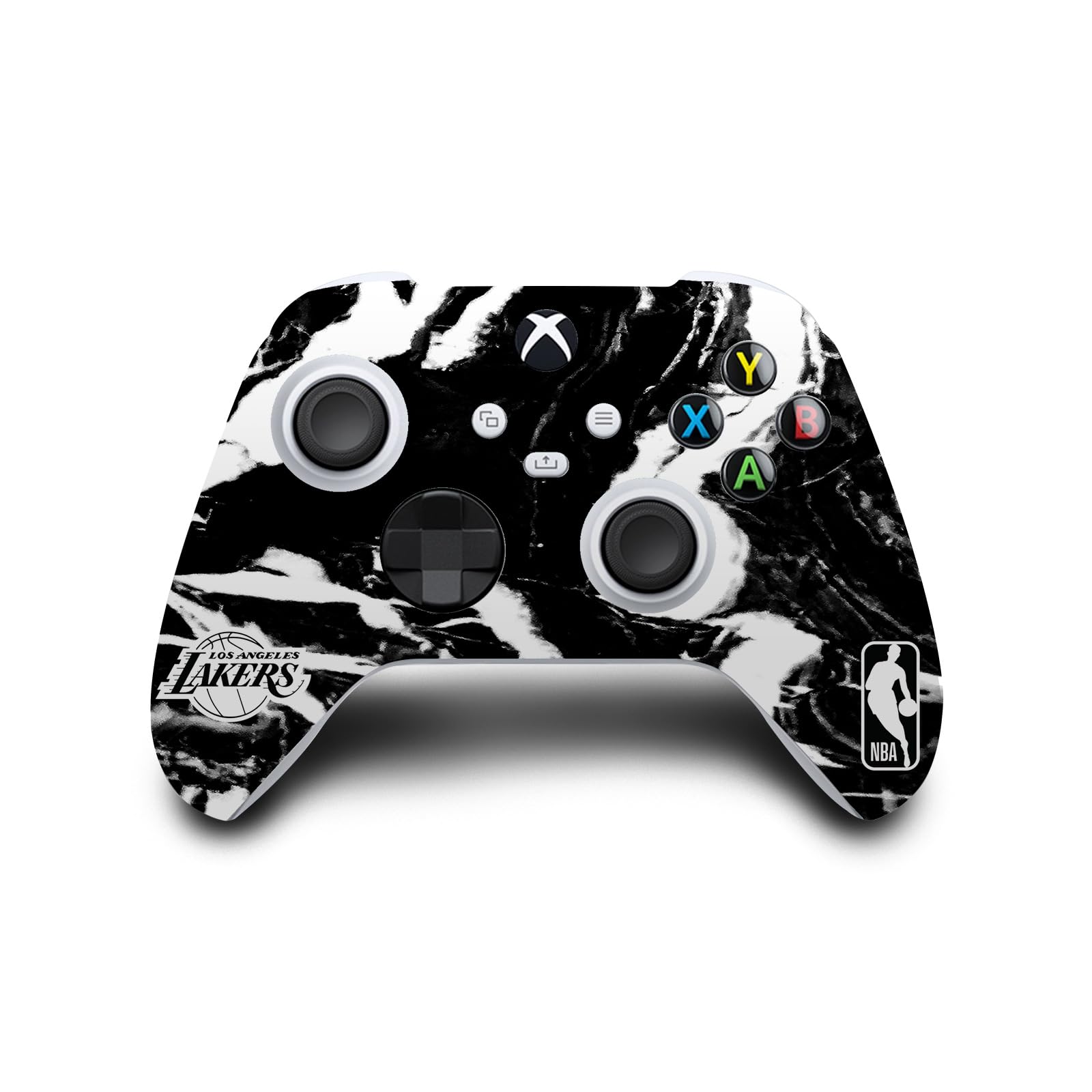 Head Case Designs sous Licence Officielle NBA Marbre Noir Los Angeles Lakers Vinyle Autocollant De Jeu Peau Autocollant Couverture Compatible avec Xbox Series S Console and Controller Bundle