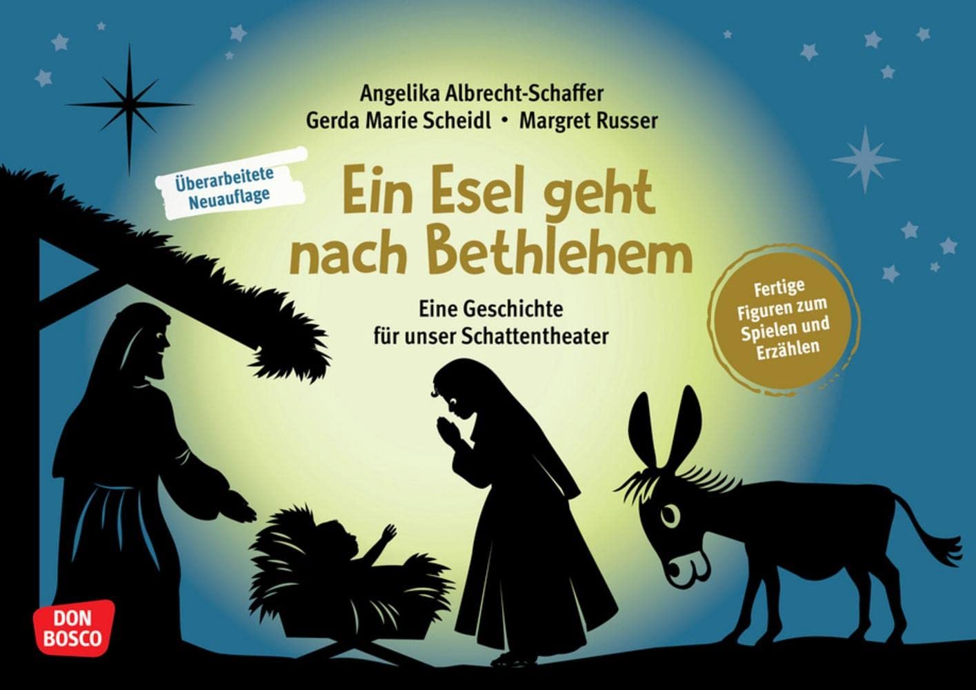 Théâtre d'ombres de Noël histoire et figurines à jouer Un âne de Bethléem pour maternelle