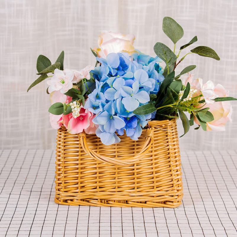 Wicker Picnic Basket with Handle Small Woven Willow Basket Rattan Harvest Hamper for Eggs Bread Candy Groceries Flowers - Image 8