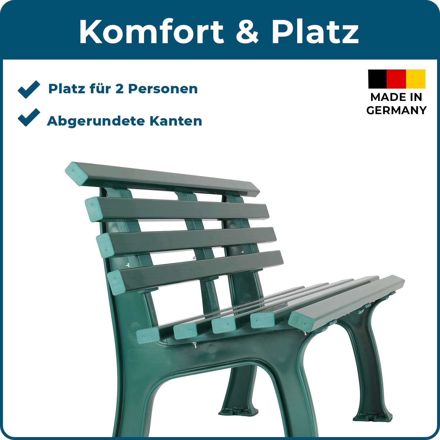 Parque Banco de plástico – con listones de 9 Ancho 1200 mm, color verde musgo – Banco de madera, metal, plástico Bancos de madera, metal, plástico Jardín Banco de plástico de plástico de bancos Ruhe Banco