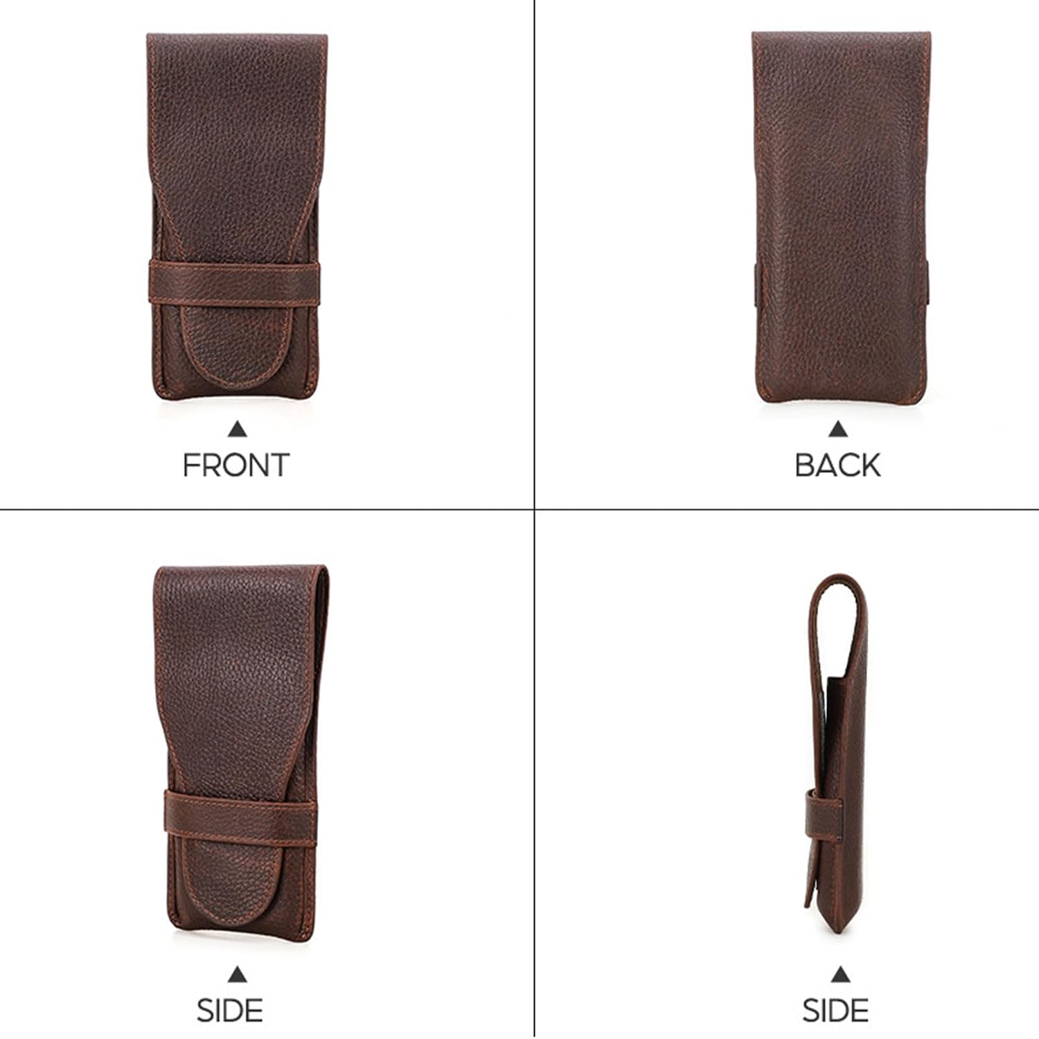 Men Genuine Leather Cigar Case Portable 3 Cigar Holder with Magnetic Closure, Travel Friendly Design, Durable Storage (Brown)