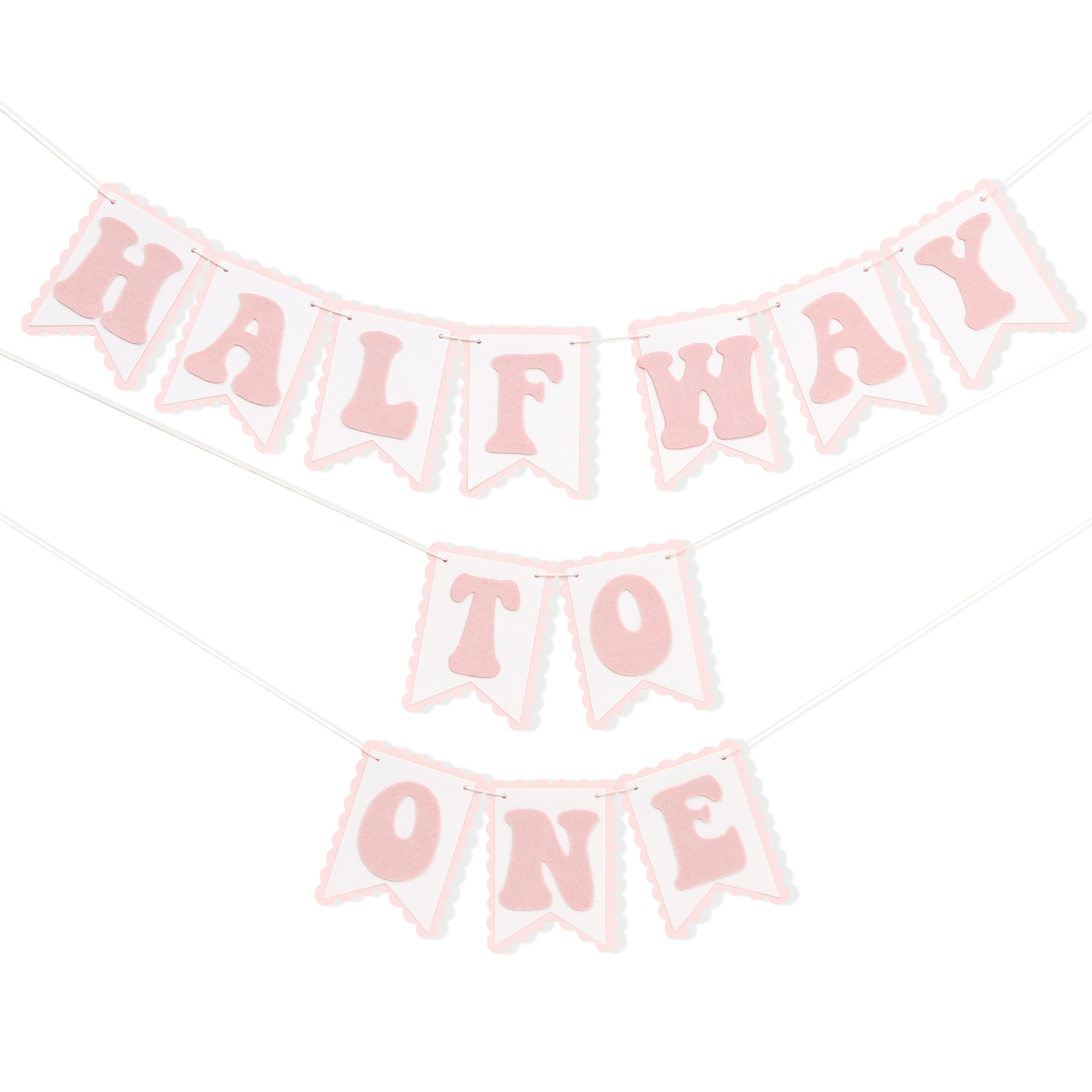 Photo 1 of Half Way To One Pink Banner - Sweet 6 Months Birthday Decorations,Pink Cake Smash Photo Backdrop,Little Princess 1/2 Birthday Party Banner,Home Wall Mantel Hanging Garland.