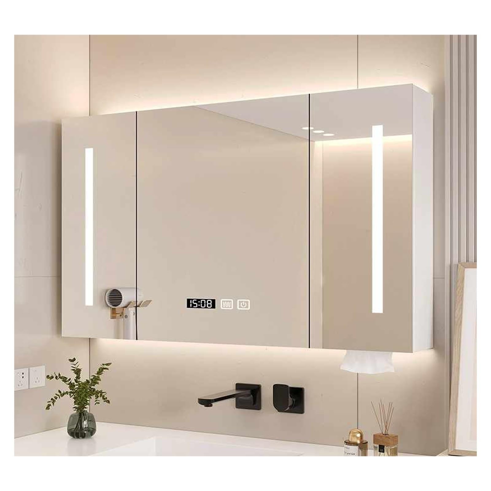 FLYIODFCXV bathroom mirror cabinet, Suitable For Home Bathrooms, Apartment Toilets, Hotel Room And Other Scenarios(White,90 * 70cm/35.4 * 27.5in)