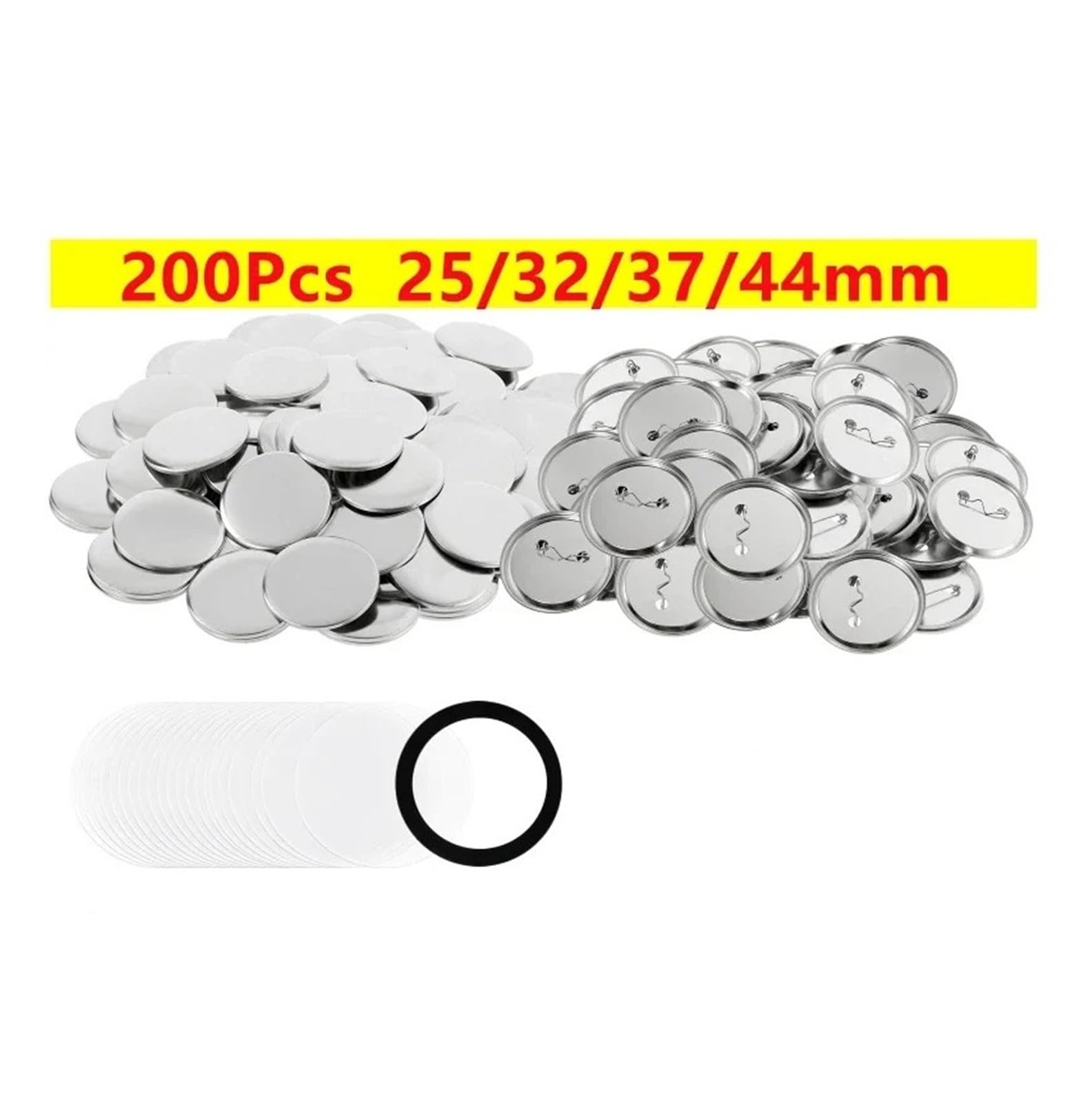 200 szt. 25/32/37/44 mm Materiały do produkcji guzików Okrągłe części do guzików Zestaw metalowych przypinek Produkcja DIY(32MM)