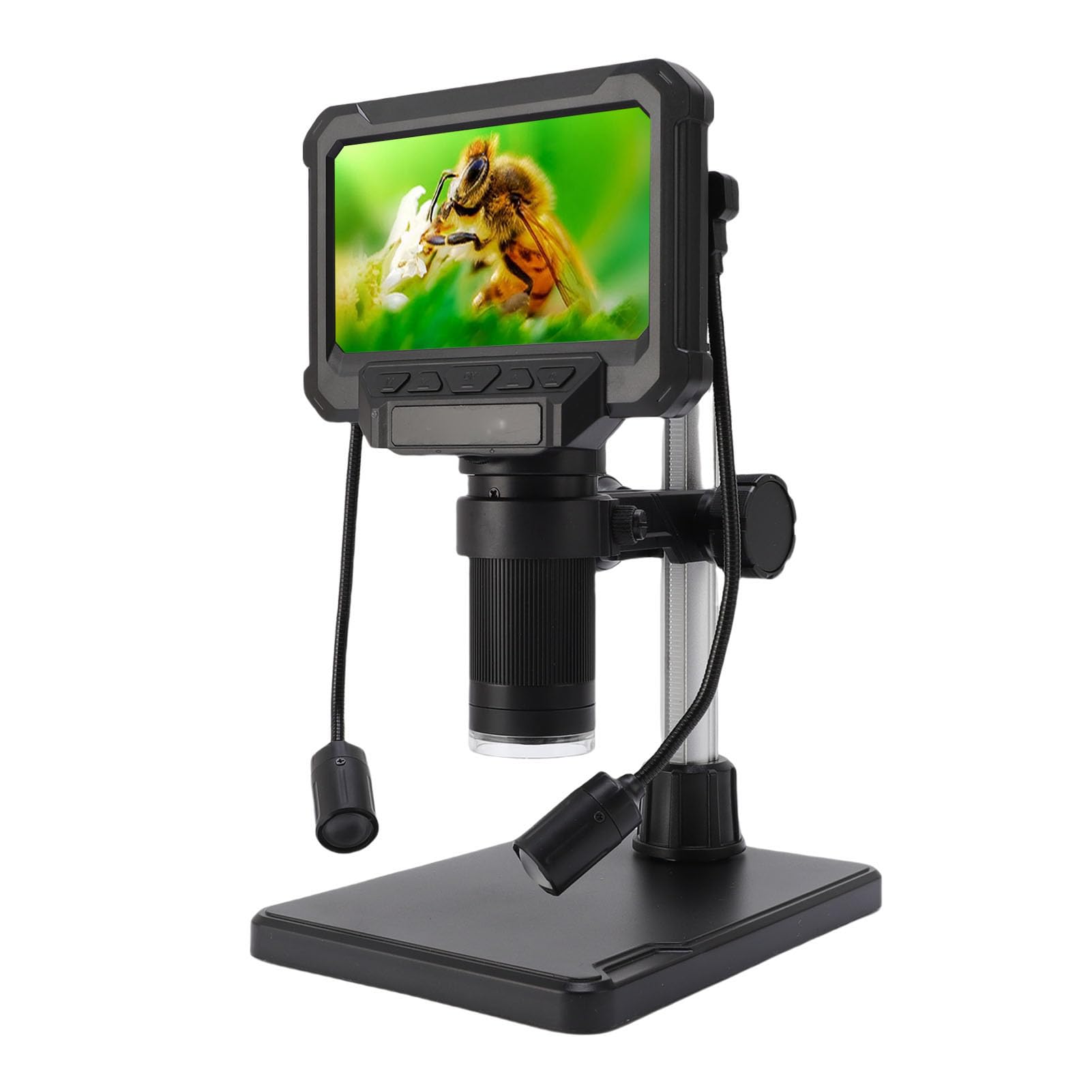 Naroote 4,3-Zoll-LCD-Digitalmikroskop, 720P 1MP 1080P-Kamera mit 8 Einstellbaren LEDs und 2 Seitenlampen, Ideal für die Inspektion von Leiterplatten, Schmuck, Briefmarken, Uhren und PC-Ansicht