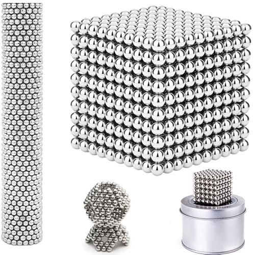 1000pcs Magnetic - Balls Original Magnet Creative 3D Fidget Building Desk Toy for Stress Relief Upgrade Beads Putty Toy Slime(Silver)