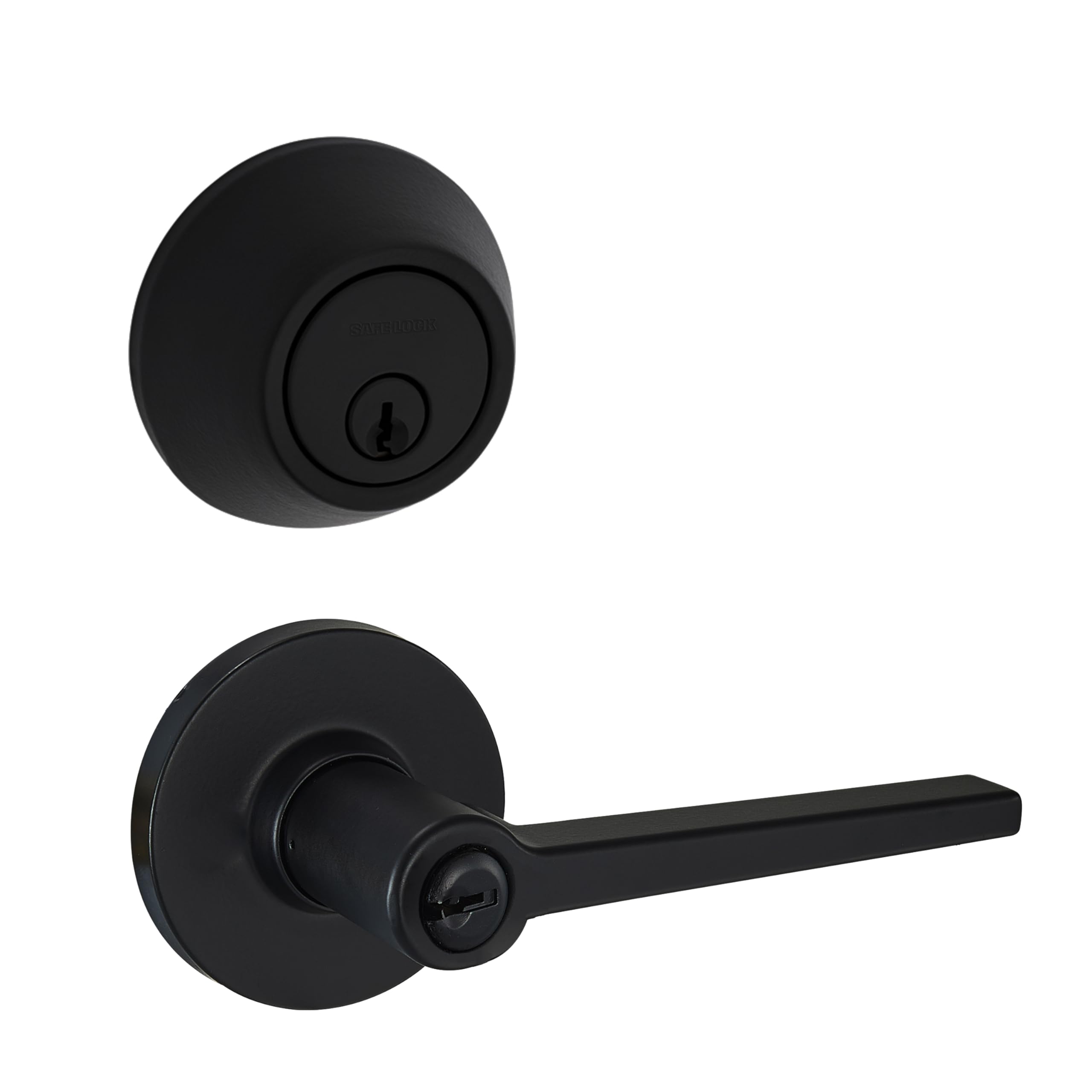 Safe Lock - Daylon Lever, Keyed Entry Lever and Single Cylinder Deadbolt Combo Pack, Matte Black Finish