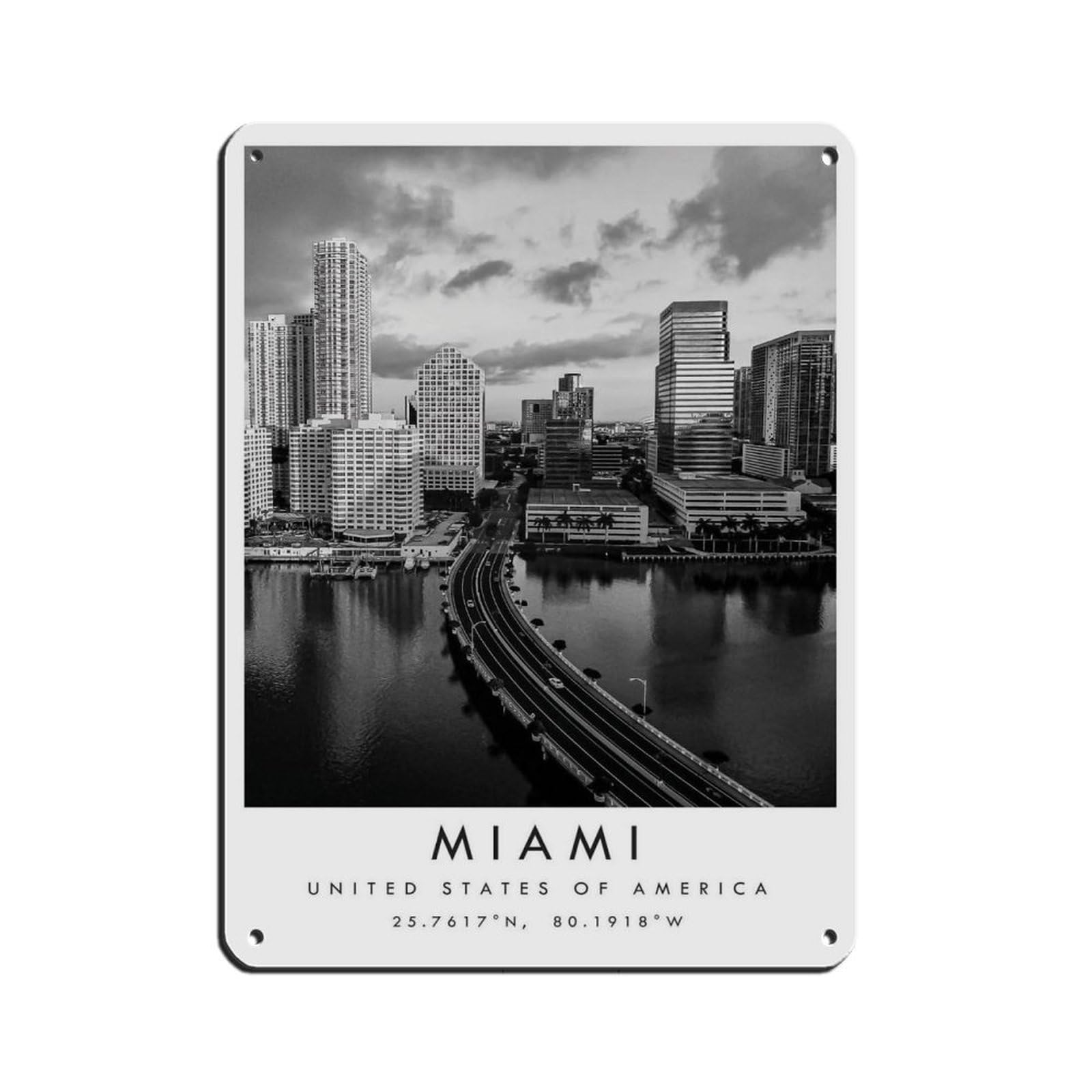 Miami Travel, Miami Poster (3) Retro Poster Metal Tin Sign Chic Art Retro Iron Painting Bar People Cave Cafe Family Garage Poster Wall Decoration 12x16inch(30x40cm)