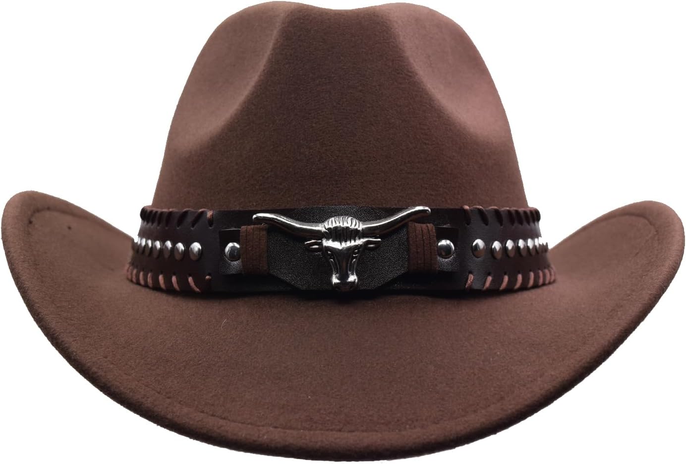 Unisex Western Cowboy Hat Fur Felt Cowgirl Hats Wide Brim with Belt Buckle - Image 2